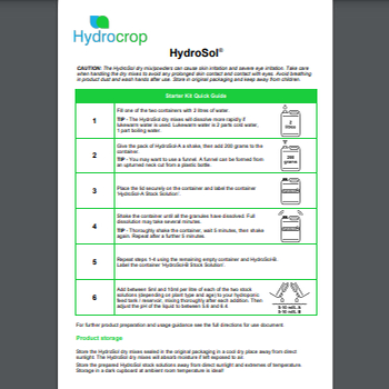 HydroSol Starter Kit guide image